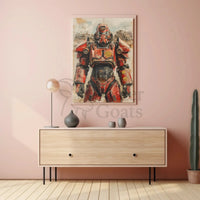 Futuristic Warrior in Industrial Setting Sci-Fi Poster PosterGoat