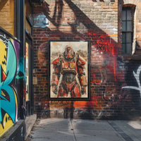 Futuristic Warrior in Industrial Setting Sci-Fi Poster PosterGoat