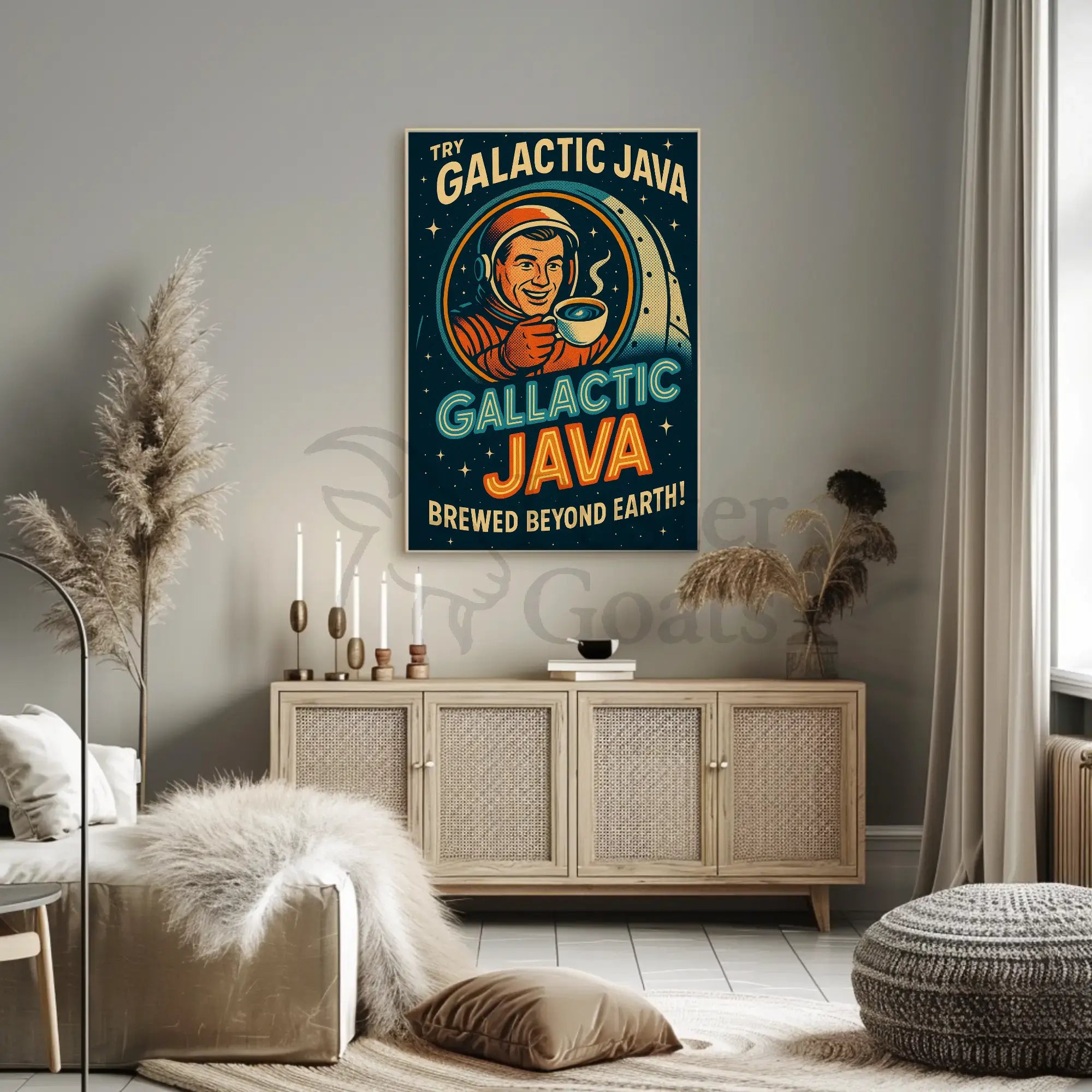Galactic Java: Brewed Beyond Earth Futuristic Sci-Fi Poster PosterGoat