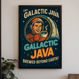 Galactic Java: Brewed Beyond Earth Futuristic Sci-Fi Poster PosterGoat