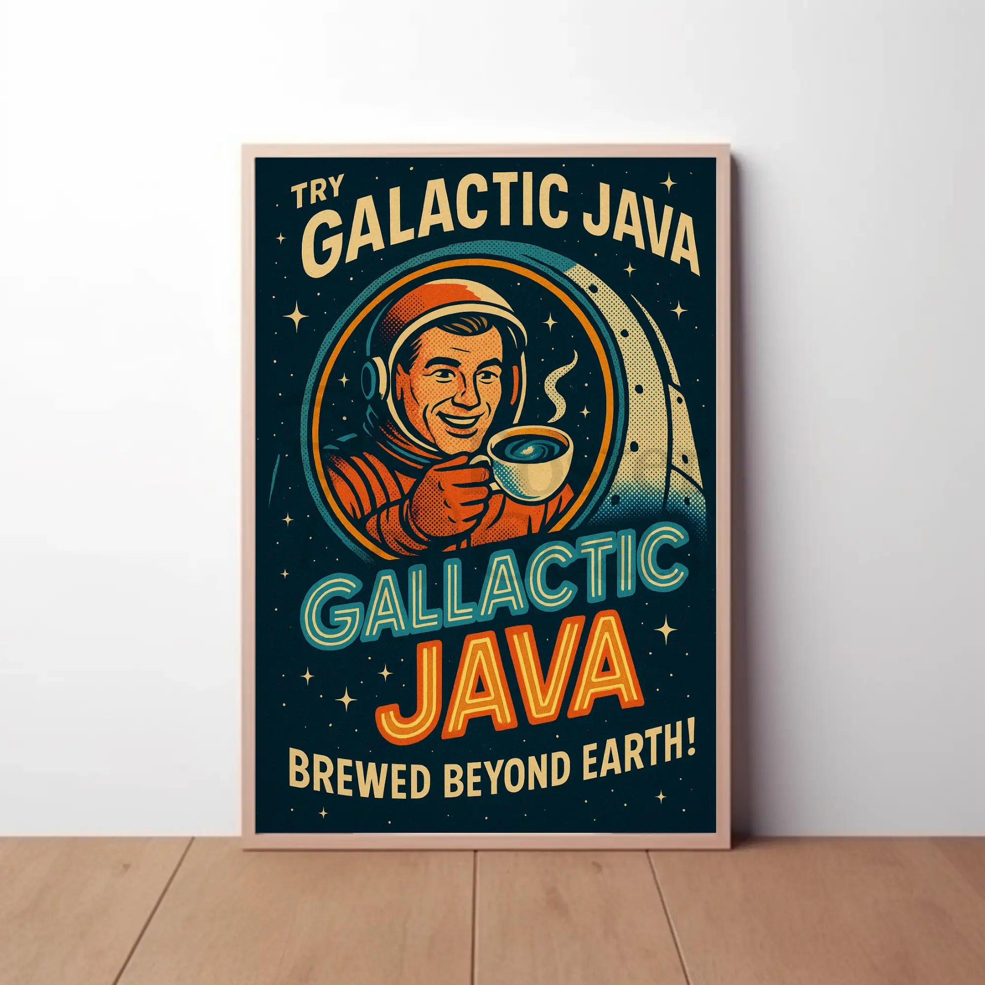 Galactic Java: Brewed Beyond Earth Futuristic Sci-Fi Poster PosterGoat