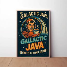 Galactic Java: Brewed Beyond Earth Futuristic Sci-Fi Poster PosterGoat