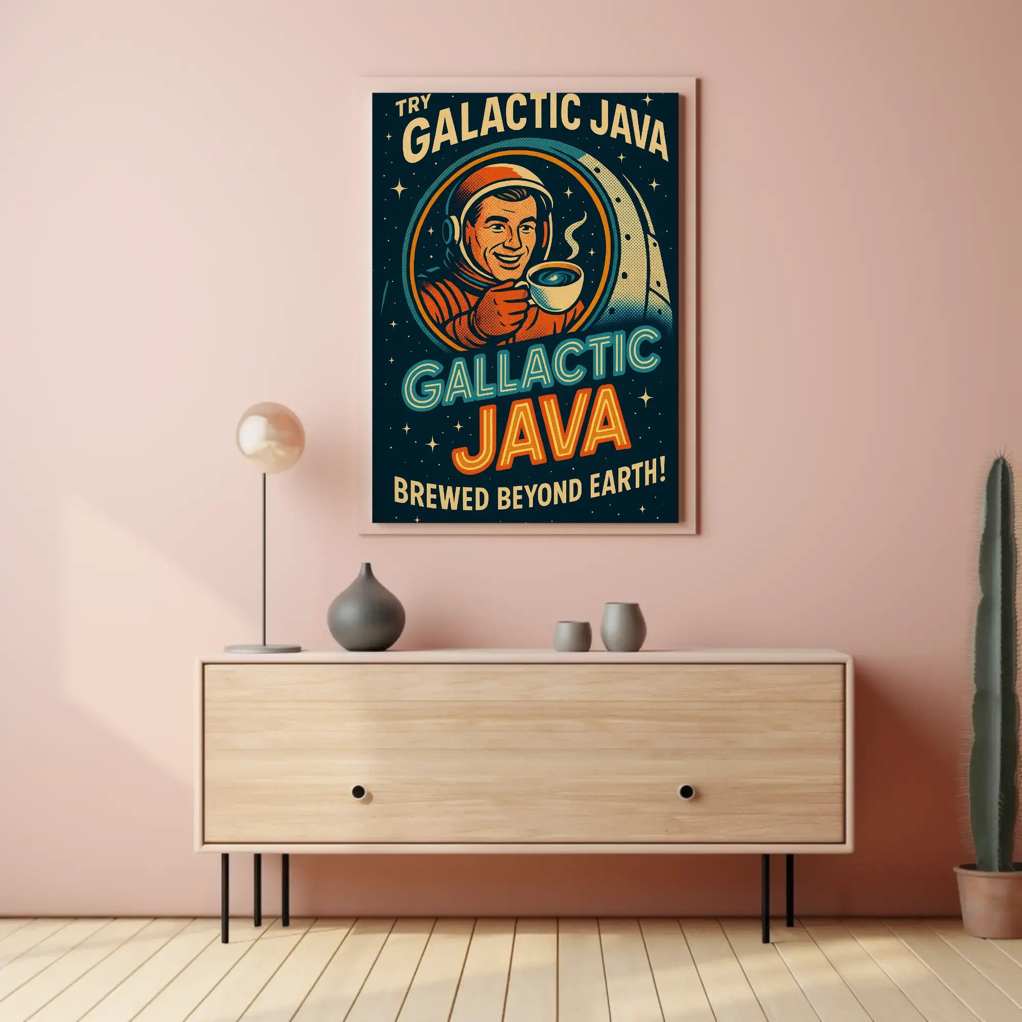 Galactic Java: Brewed Beyond Earth Futuristic Sci-Fi Poster PosterGoat