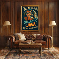 Galactic Java: Brewed Beyond Earth Futuristic Sci-Fi Poster PosterGoat