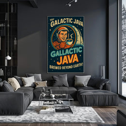 Galactic Java: Brewed Beyond Earth Futuristic Sci-Fi Poster PosterGoat