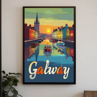 Galway Canal Sunset Art Print - Travel Poster PosterGoat
