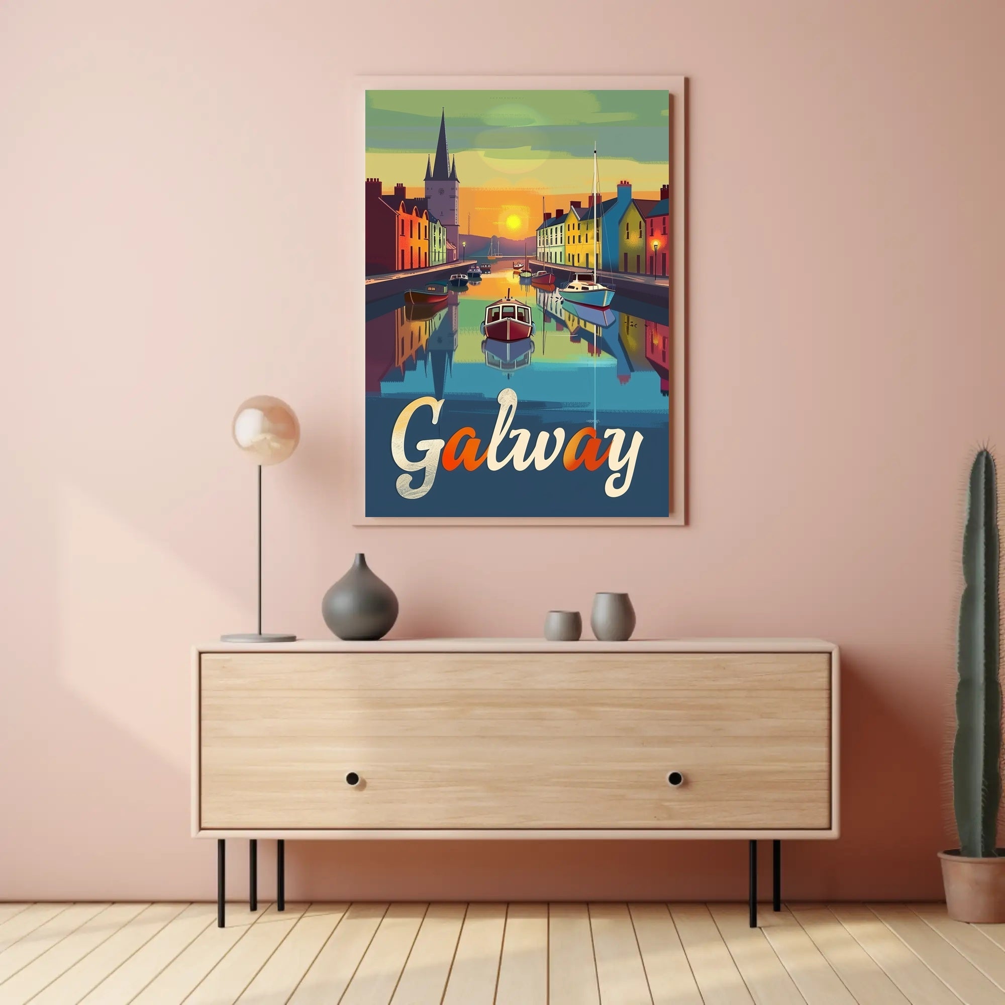 Galway Canal Sunset Art Print - Travel Poster PosterGoat