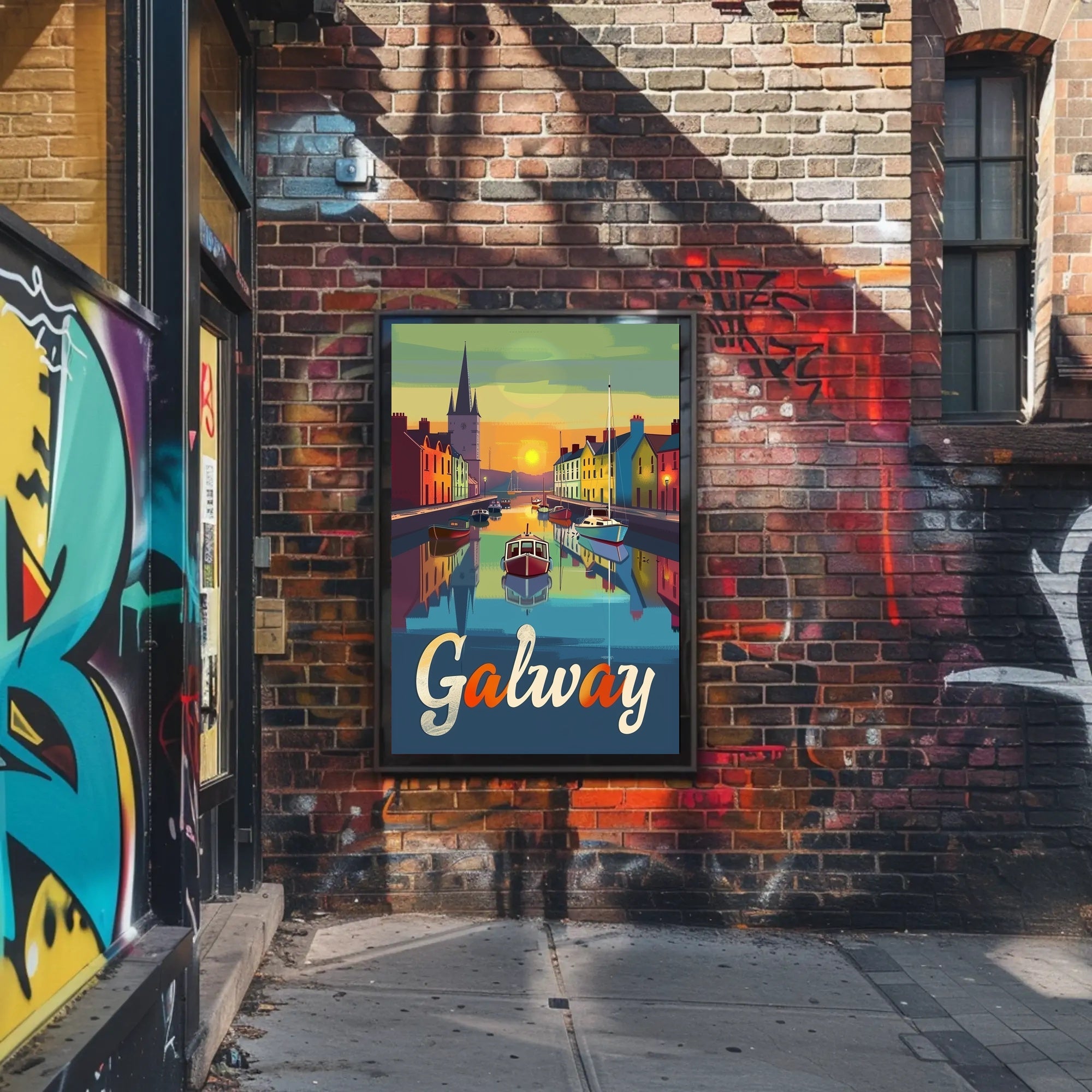 Galway Canal Sunset Art Print - Travel Poster PosterGoat