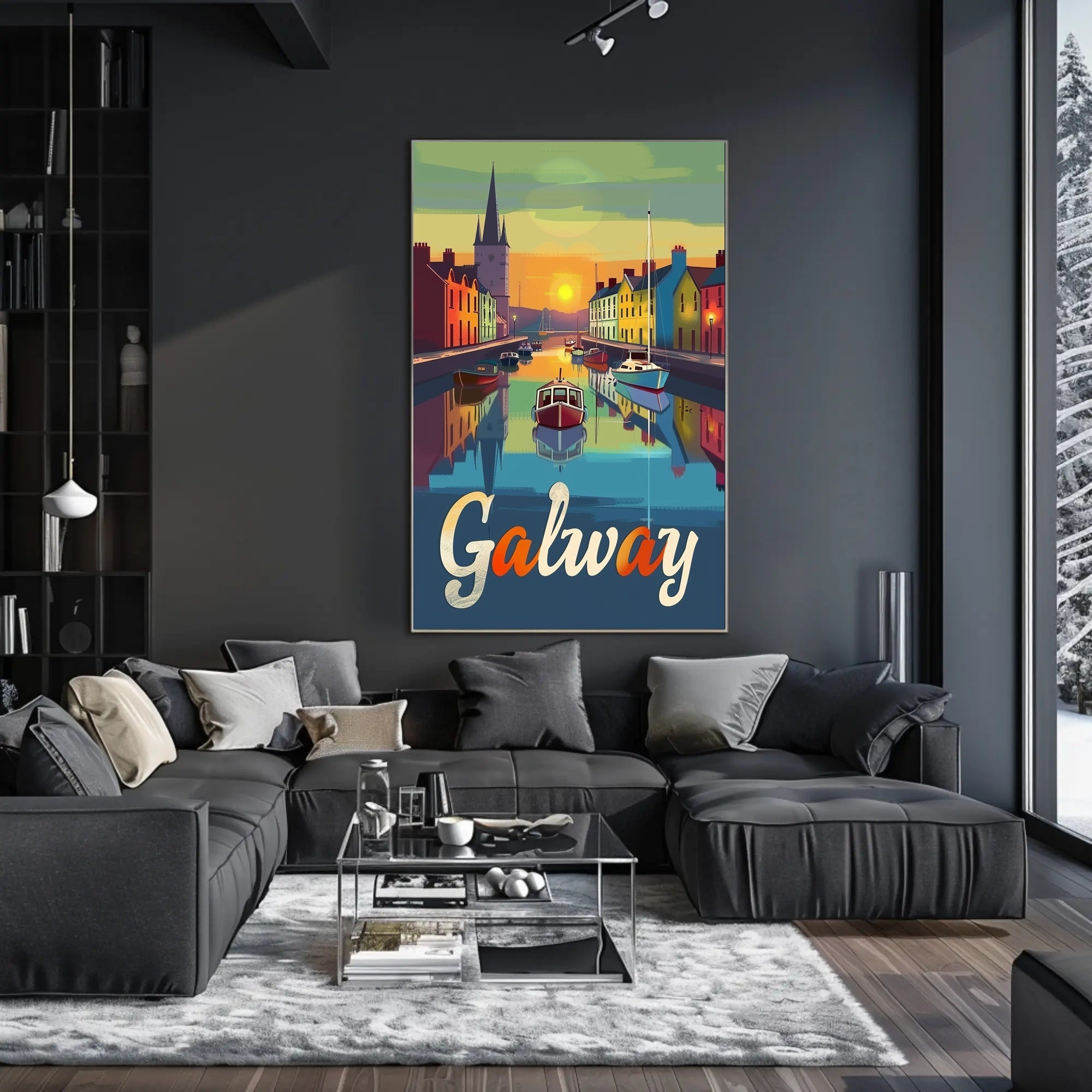 Galway Canal Sunset Art Print - Travel Poster PosterGoat