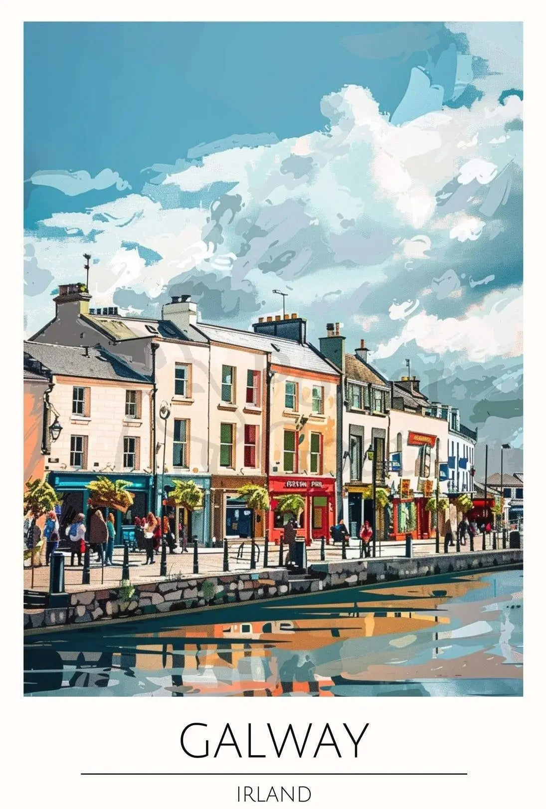 Galway Waterfront View Travel Poster PosterGoat