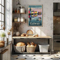 Galway Waterfront in Vintage Travel Poster Style PosterGoat