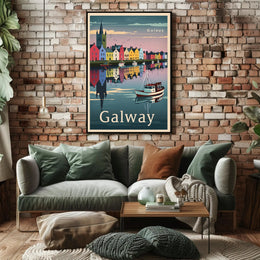 Galway Waterfront in Vintage Travel Poster Style PosterGoat