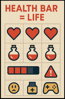 Gaming Health Infographic with Icons and Symbols - Educational or Infographic Poster PosterGoat