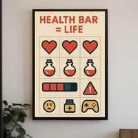Gaming Health Infographic with Icons and Symbols - Educational or Infographic Poster PosterGoat