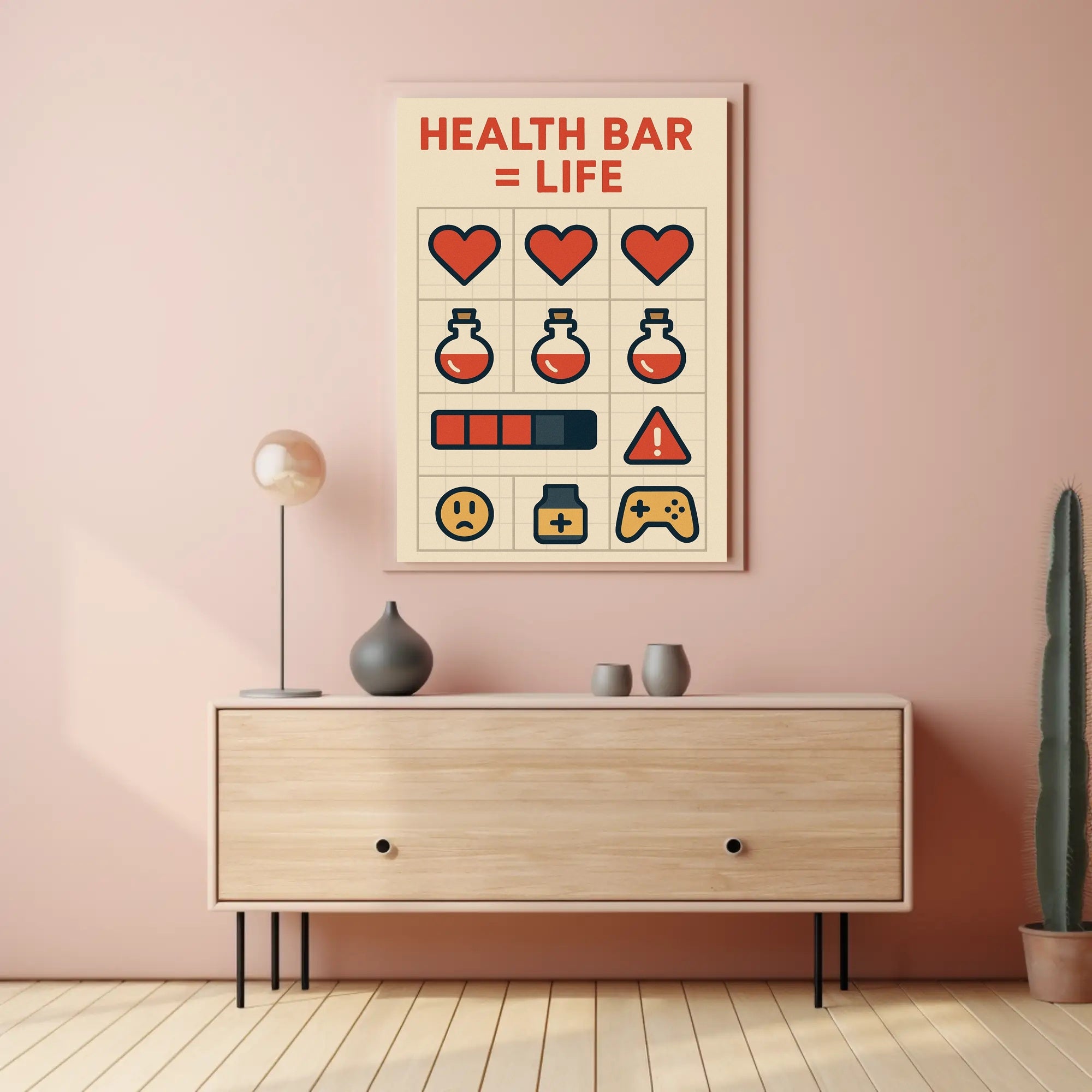 Gaming Health Infographic with Icons and Symbols - Educational or Infographic Poster PosterGoat
