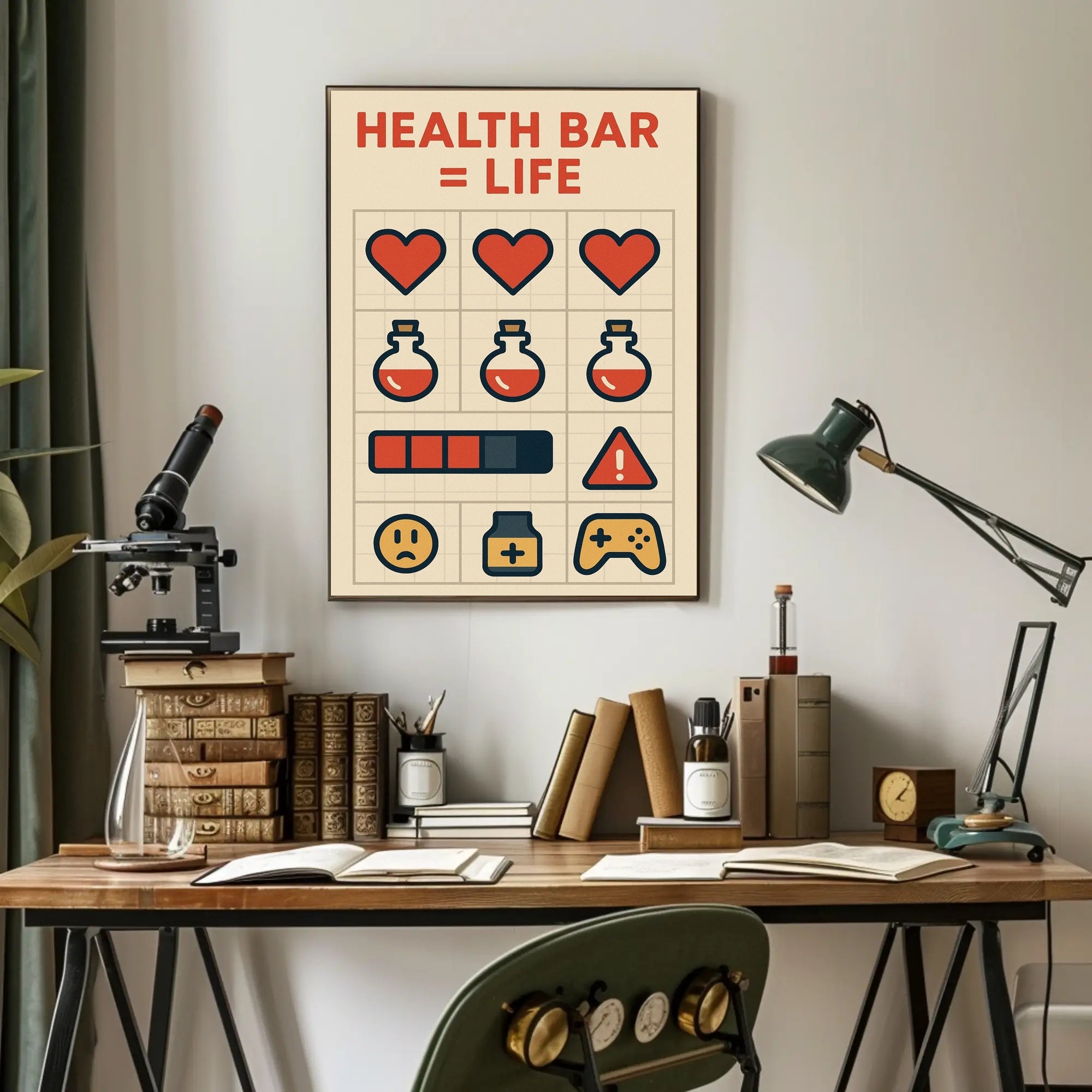 Gaming Health Infographic with Icons and Symbols - Educational or Infographic Poster PosterGoat