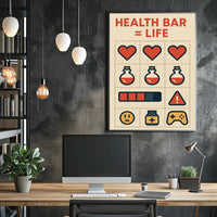Gaming Health Infographic with Icons and Symbols - Educational or Infographic Poster PosterGoat