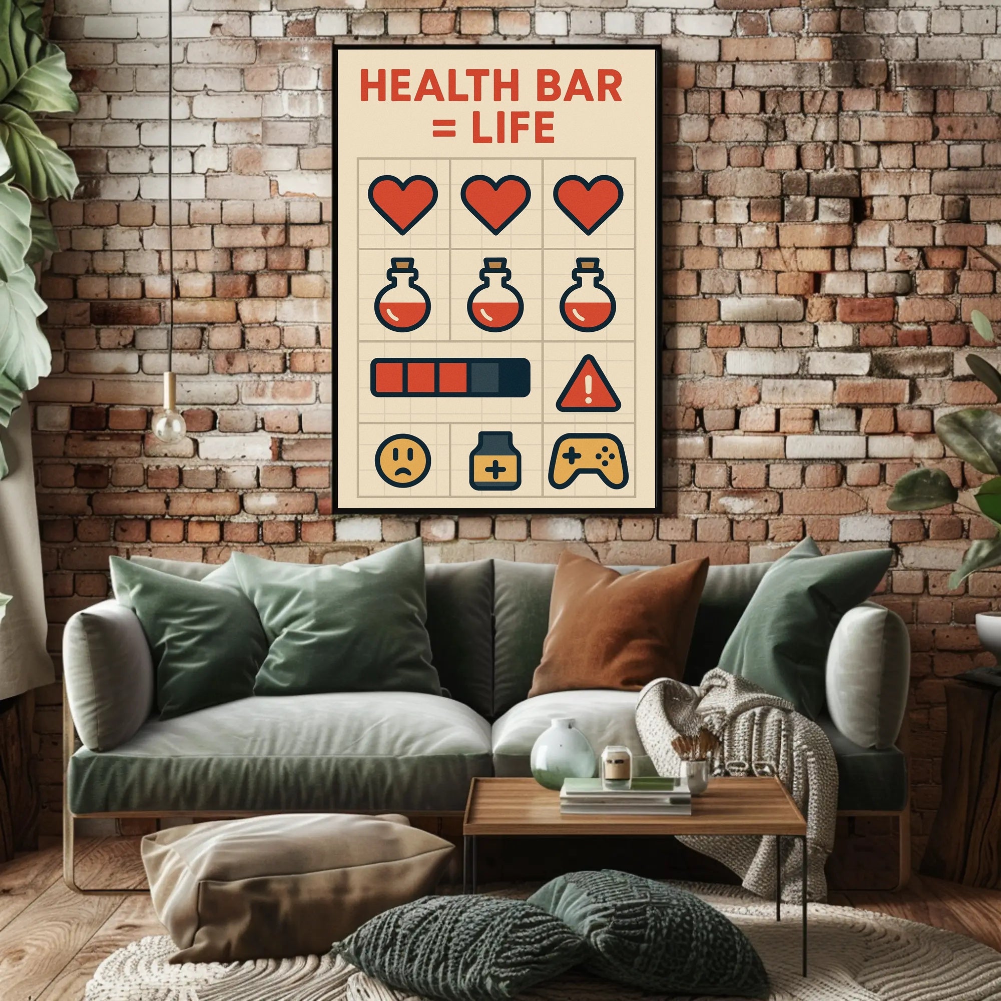 Gaming Health Infographic with Icons and Symbols - Educational or Infographic Poster PosterGoat