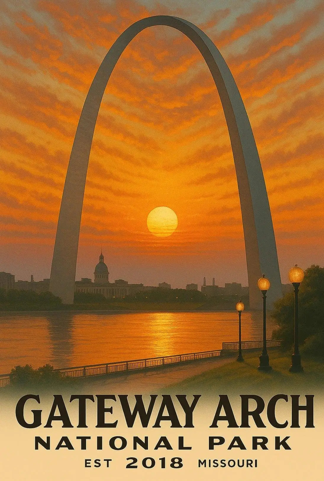 Gateway Arch Missouri Sunset National Park Poster PosterGoat