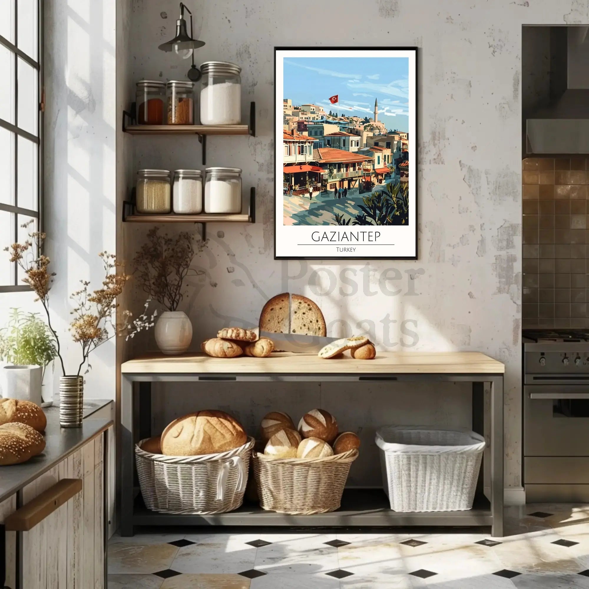 Gaziantep Travel Poster: Vibrant Cultural Landscape Design PosterGoat