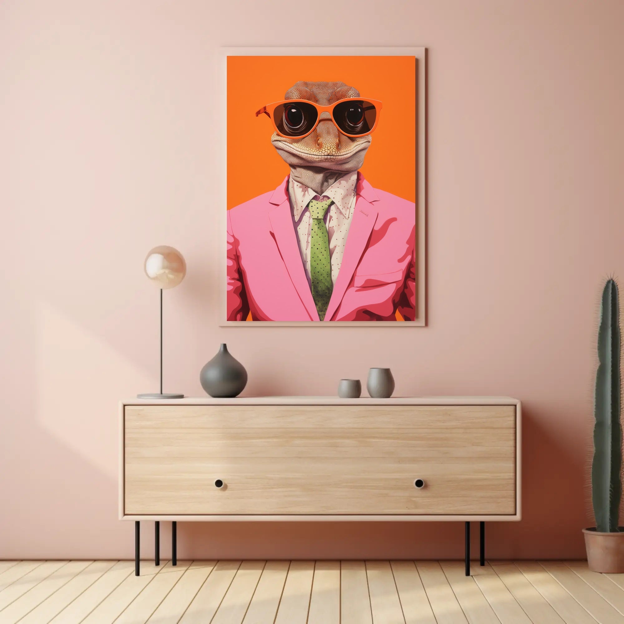 Gecko Style Icon in Surreal Pop Culture Poster PosterGoat