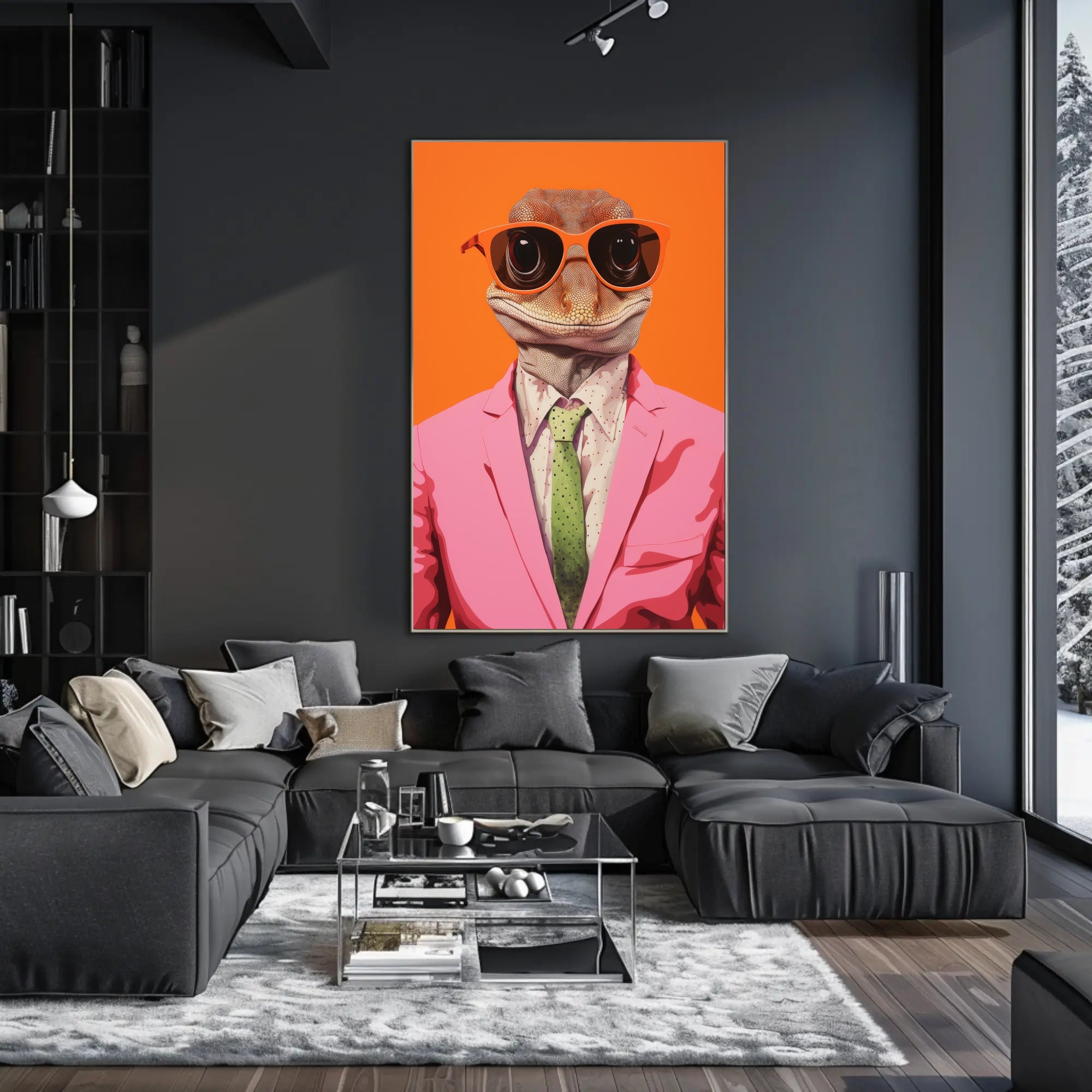 Gecko Style Icon in Surreal Pop Culture Poster PosterGoat