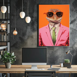 Gecko Style Icon in Surreal Pop Culture Poster PosterGoat