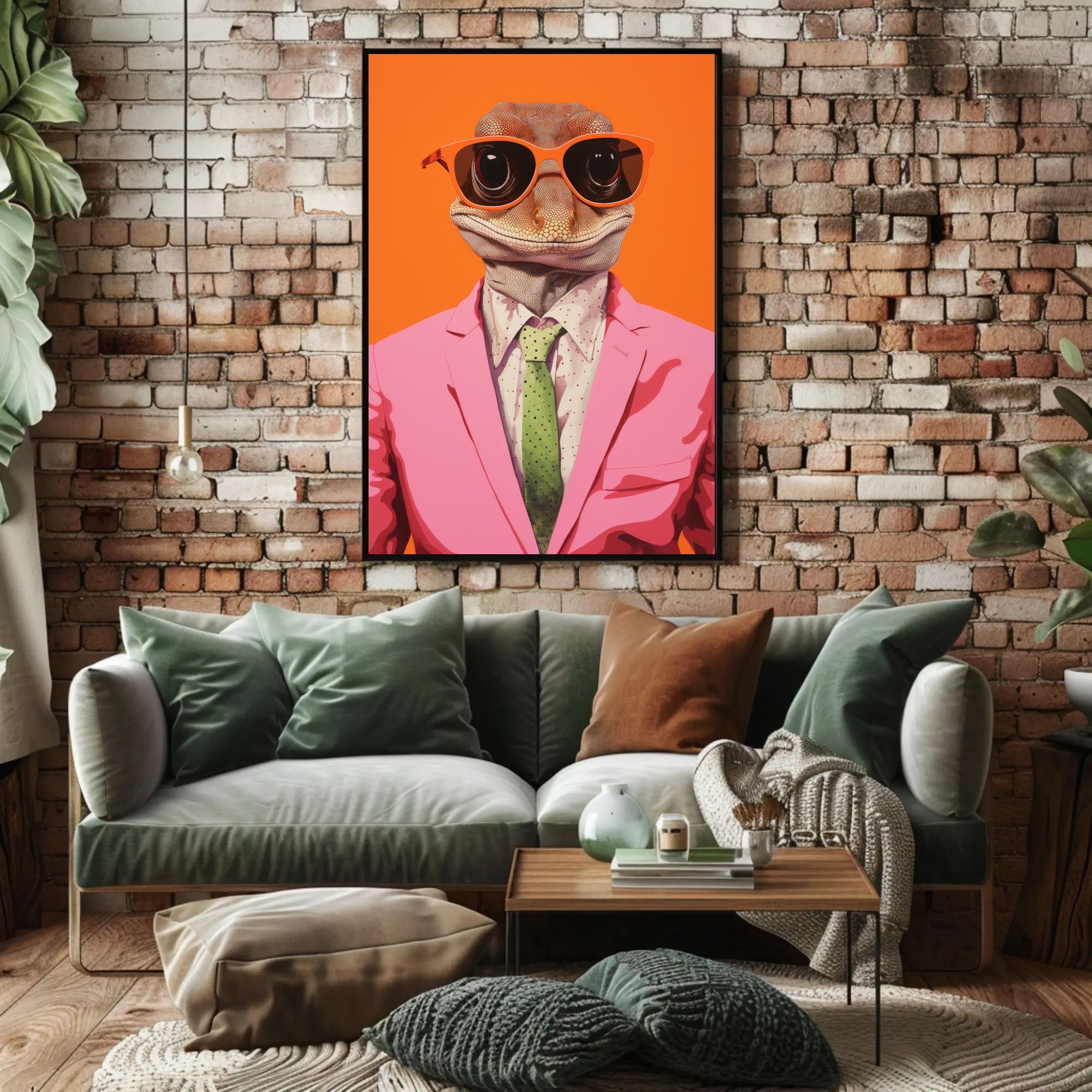 Gecko Style Icon in Surreal Pop Culture Poster PosterGoat