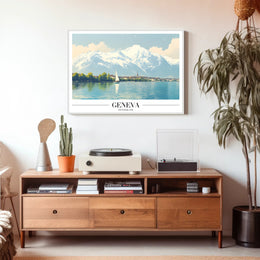 Geneva Serenity Vintage Travel Poster PosterGoat
