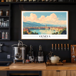 Geneva Travel Poster: Serene European Landscape with Lake View PosterGoat