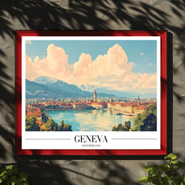Geneva Travel Poster: Serene European Landscape with Lake View PosterGoat