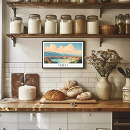 Geneva Travel Poster: Serene European Landscape with Lake View PosterGoat