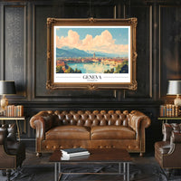 Geneva Travel Poster: Serene European Landscape with Lake View PosterGoat