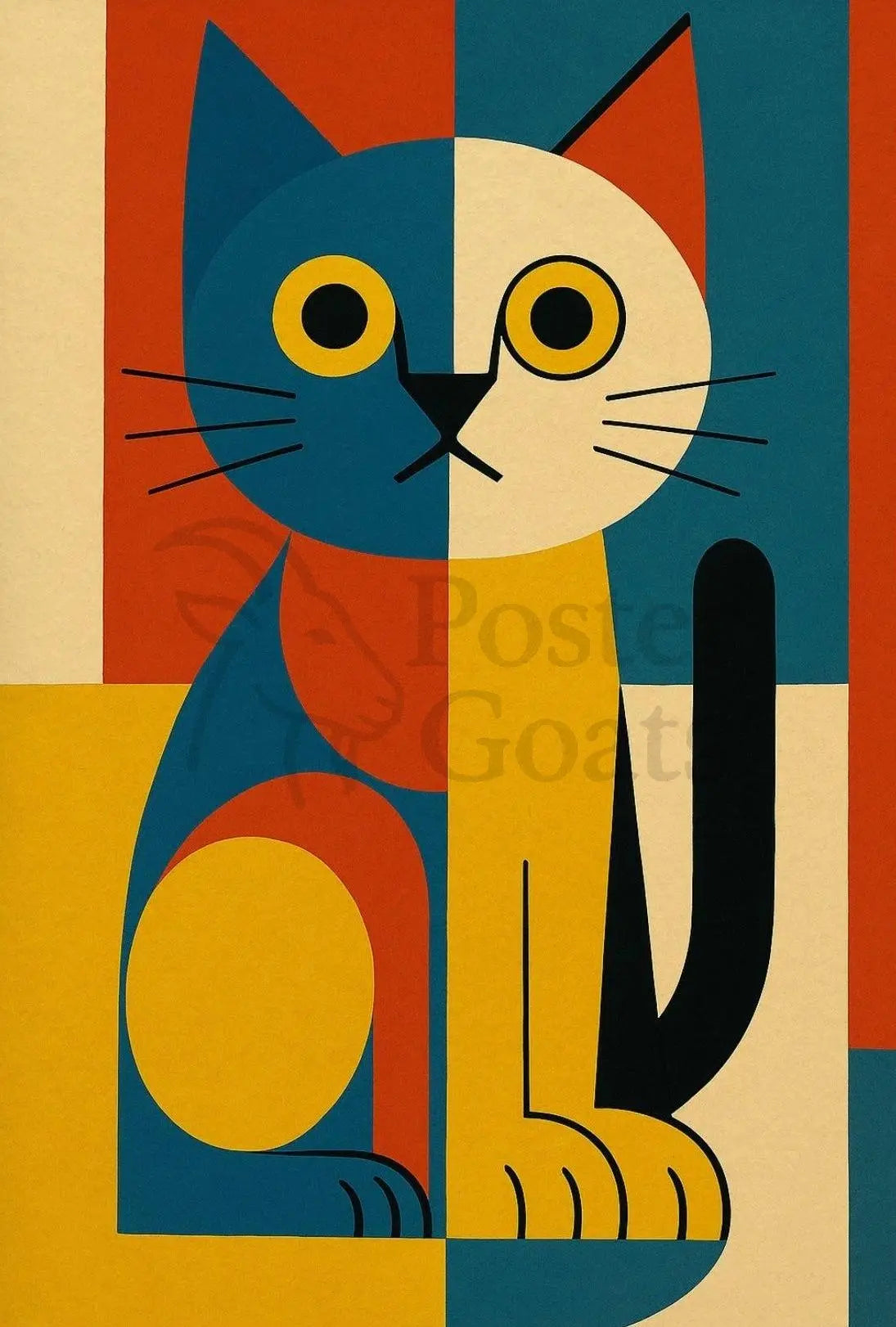 Geometric Cat Abstract Art Animal Poster PosterGoat