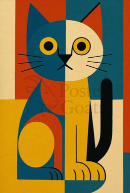Geometric Cat Abstract Art Animal Poster PosterGoat