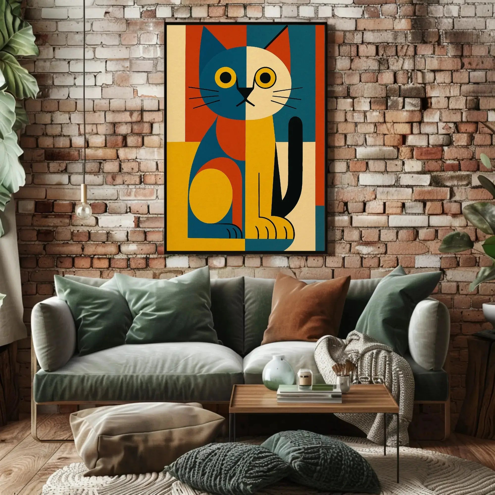 Geometric Cat Abstract Art Animal Poster PosterGoat