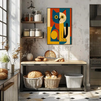 Geometric Cat Abstract Art Animal Poster PosterGoat