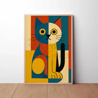 Geometric Cat Abstract Art Animal Poster PosterGoat