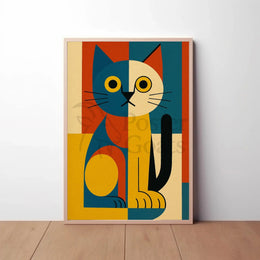Geometric Cat Abstract Art Animal Poster PosterGoat