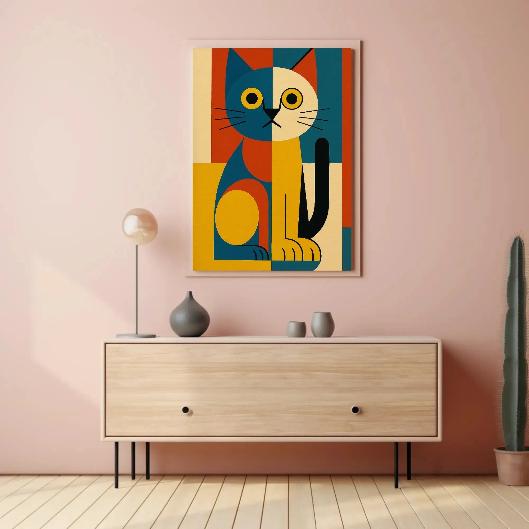 Geometric Cat Abstract Art Animal Poster PosterGoat