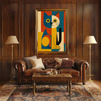 Geometric Cat Abstract Art Animal Poster PosterGoat