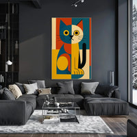 Geometric Cat Abstract Art Animal Poster PosterGoat