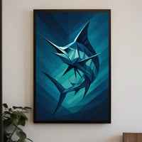 Geometric Marine Creature Art Print Abstract, Artistic, or Pop Culture Poster PosterGoat