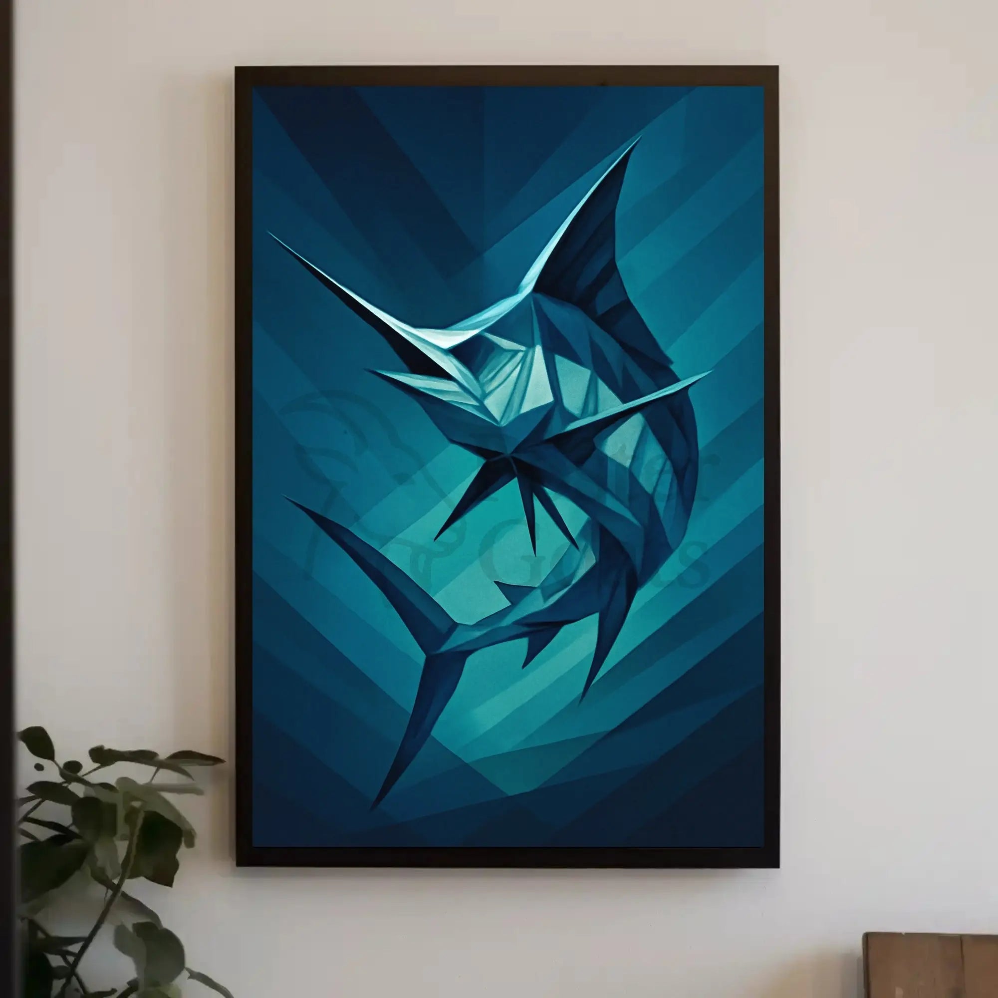 Geometric Marine Creature Art Print Abstract, Artistic, or Pop Culture Poster PosterGoat