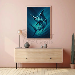 Geometric Marine Creature Art Print Abstract, Artistic, or Pop Culture Poster PosterGoat
