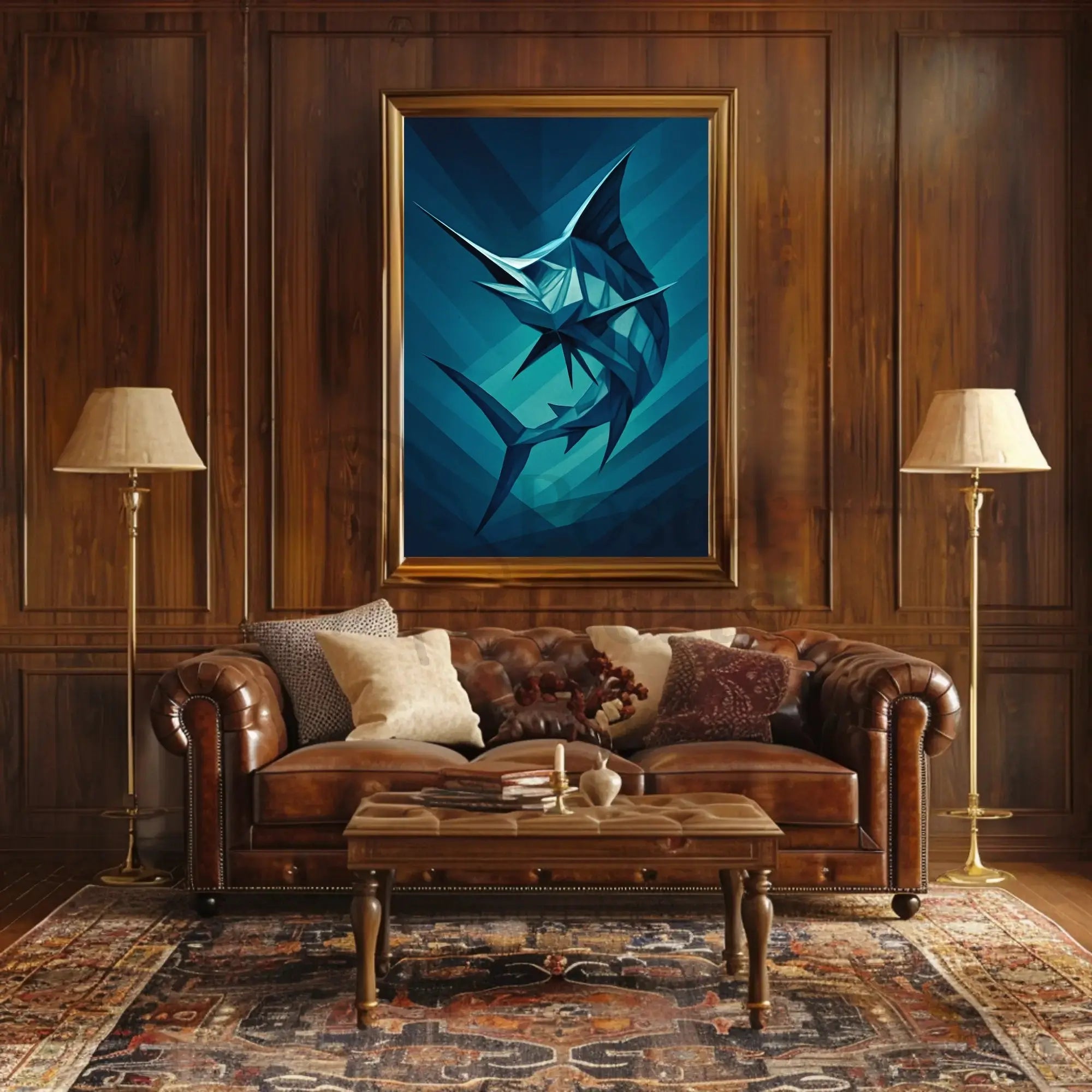 Geometric Marine Creature Art Print Abstract, Artistic, or Pop Culture Poster PosterGoat