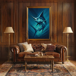 Geometric Marine Creature Art Print Abstract, Artistic, or Pop Culture Poster PosterGoat