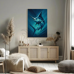Geometric Marine Creature Art Print Abstract, Artistic, or Pop Culture Poster PosterGoat