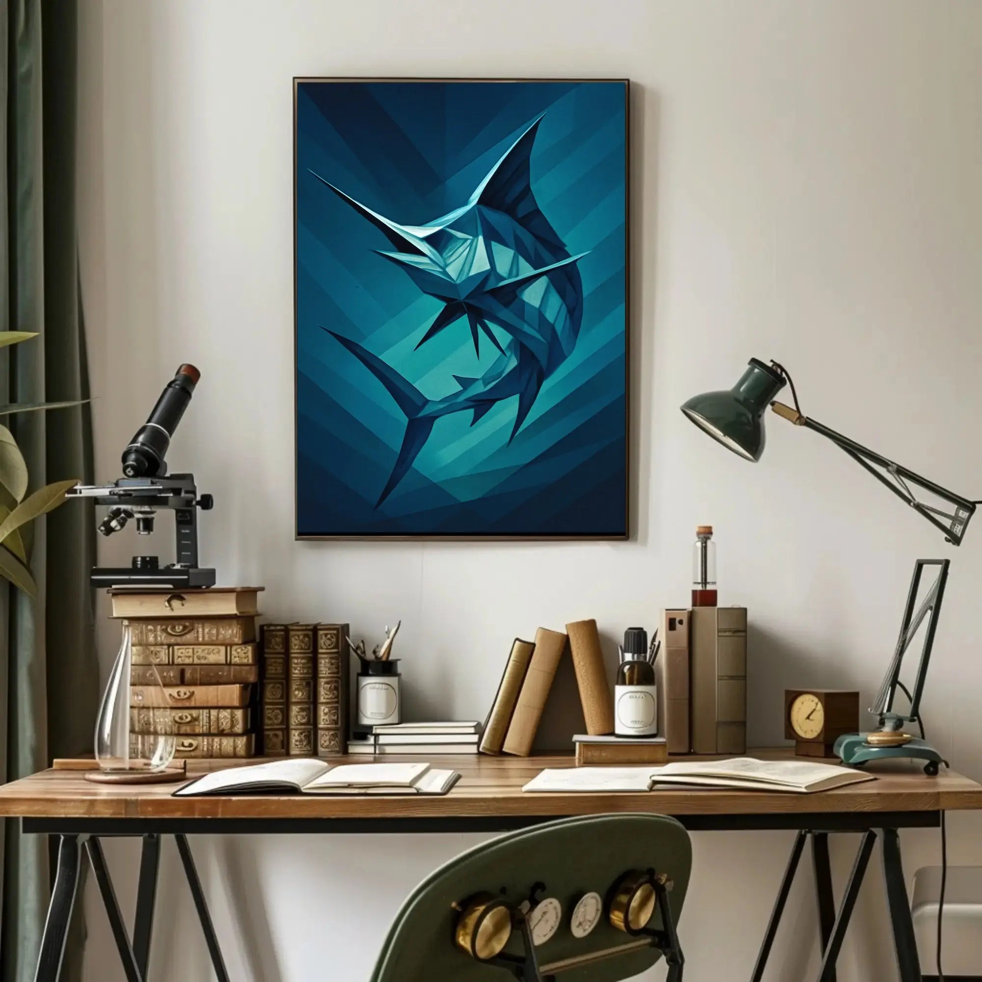 Geometric Marine Creature Art Print Abstract, Artistic, or Pop Culture Poster PosterGoat