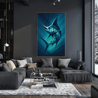 Geometric Marine Creature Art Print Abstract, Artistic, or Pop Culture Poster PosterGoat